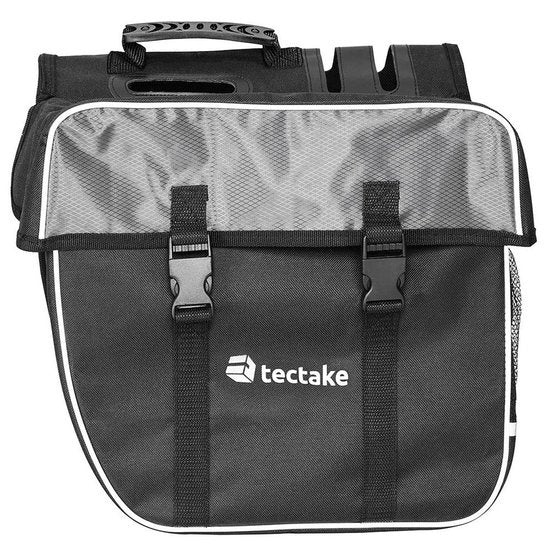 tectake - Doppelte Fahrradtasche - 35 l - Schwarz/Grau