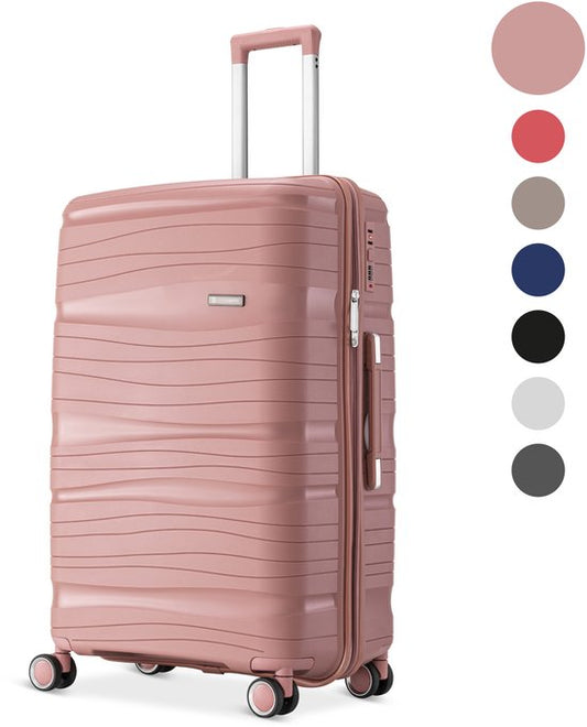 SKYCASES Travelin' Charm - 24-inch Medium Reisekoffer - Zahlenschloss - 41x24x69 cm - 68L - Leicht, Wasserdicht & Langlebig - Pink