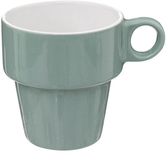 Secret de Gourmet Kaffeetassen/Becher Colorama – 6 Stück im Metallständer – Keramik – glänzende Oberfläche – 260 ml – 8 x 9 cm