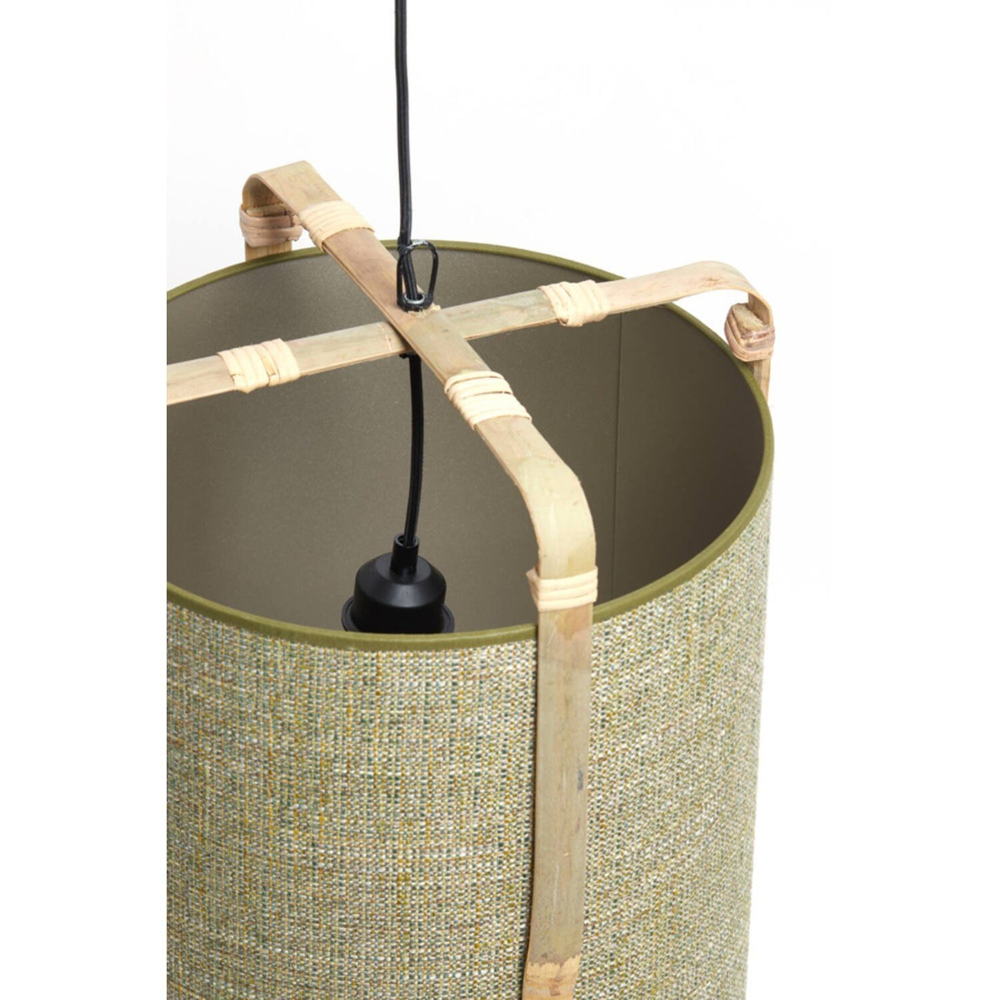 Light & Living Hängeleuchte Sendai Ø42 x 70 cm - grün mit natürlichem Bambus