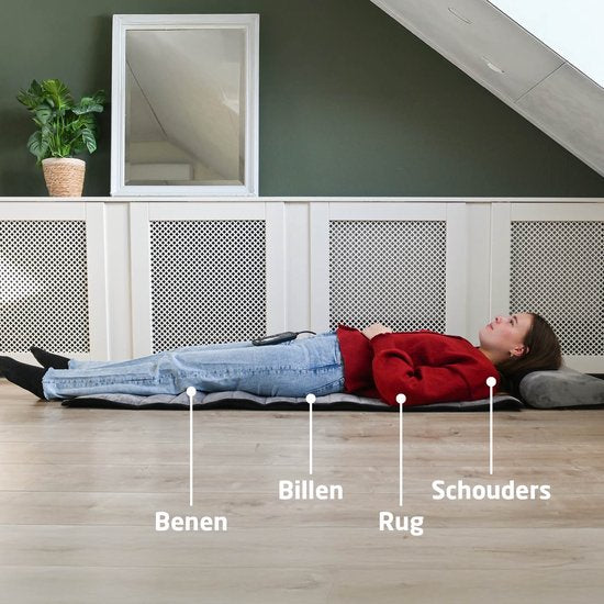BREND BR-2230 Elektrische Massagematte und Kissen - Massagematratze mit Wärme, 5 Vibrationsmodi und 3 Intensitäten - Massagekissen - 170X55 CM - Grau