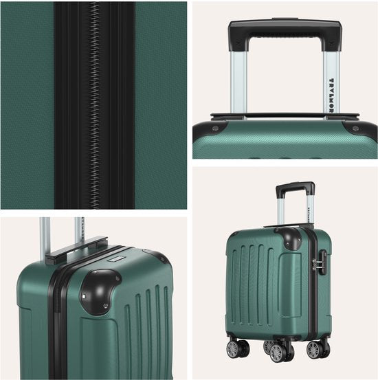TRVLMORE Handgepäckkoffer – 40 x 30 x 20 cm – Unter-Sitz-Gepäck – 24 l – Zahlenschloss – 4 Rollen – Dunkelgrün