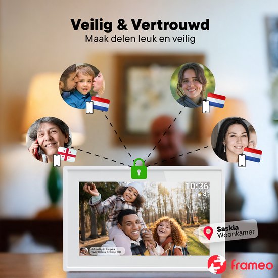Denver Digitaler Fotorahmen 7 Zoll - Frameo App - Fotorahmen WiFi - IPS Touchscreen - 8GB - PFF725W