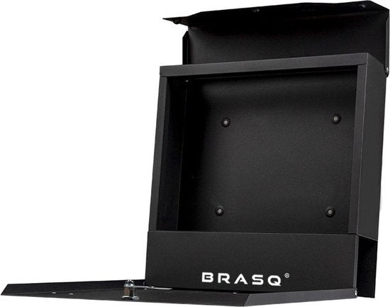 BRASQ Briefkasten Premium Schwarz - Wandbriefkasten - Inkl. Montagematerial & 2 Schlüssel - mit Zeitungsfach und Schloss - Edelstahl