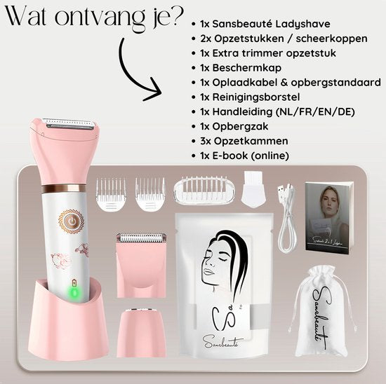 Sansbeauté® 3-in-1 Ladyshave - Elektrisch - Trimmer - USB Wiederaufladbar