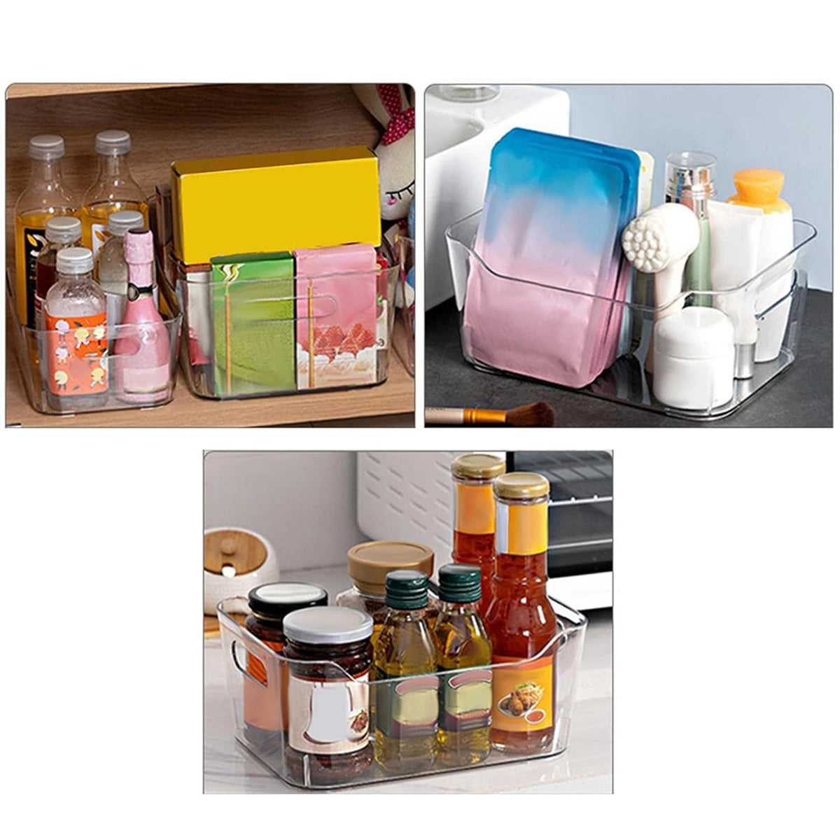 WhereHike Transparente Aufbewahrungsbox mit Griff, 4er-Set – Large – Kunststoff