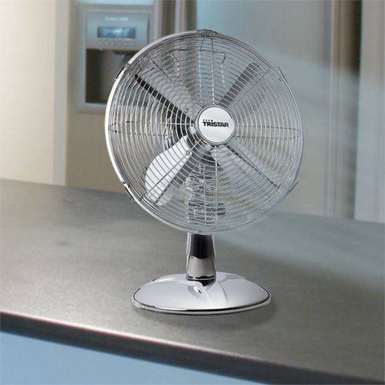 Tristar VE-5953 Tischventilator Chrom – Durchmesser 30 cm – Drei Geschwindigkeitsstufen