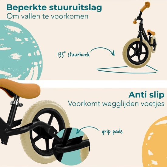 LifeGoods KiddyCruiser Balance Bike - 2 Jahre - Jungen und Mädchen - Balance Bike - Schwarz