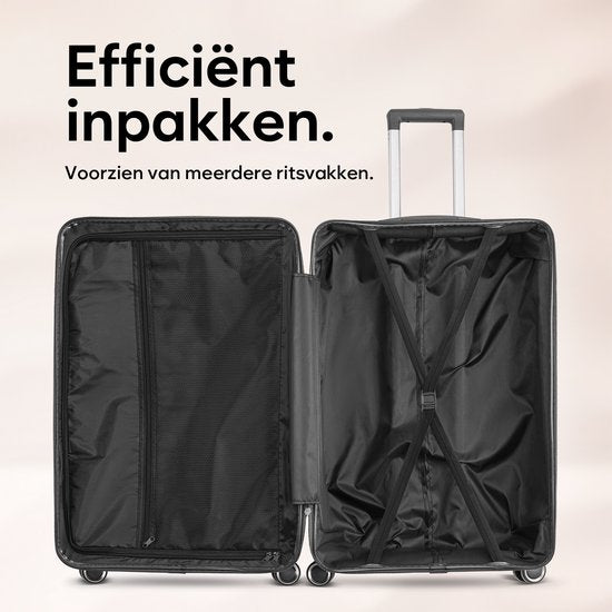 SKYCASES Travelin' Charm - 28-inch großer Reisekoffer - Zahlenschloss - 41x24x69 cm - 98L - Leicht, wasserdicht & langlebig - Anthrazit V2