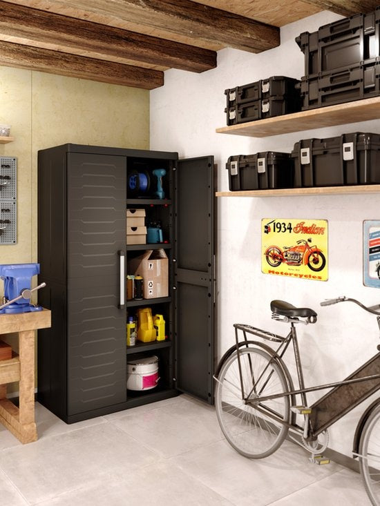 Keter Detroit XL Hochschrank - 4 Fachböden - 89x54x182cm - Schwarz
