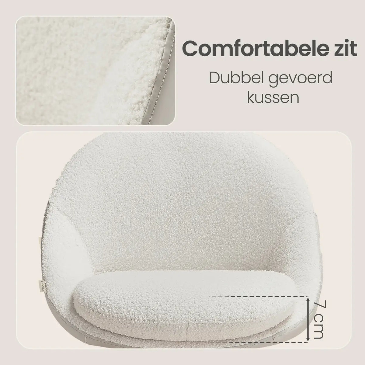JOYFURNOS Sherpa Bürostuhl – höhenverstellbar – Beige/Weiß