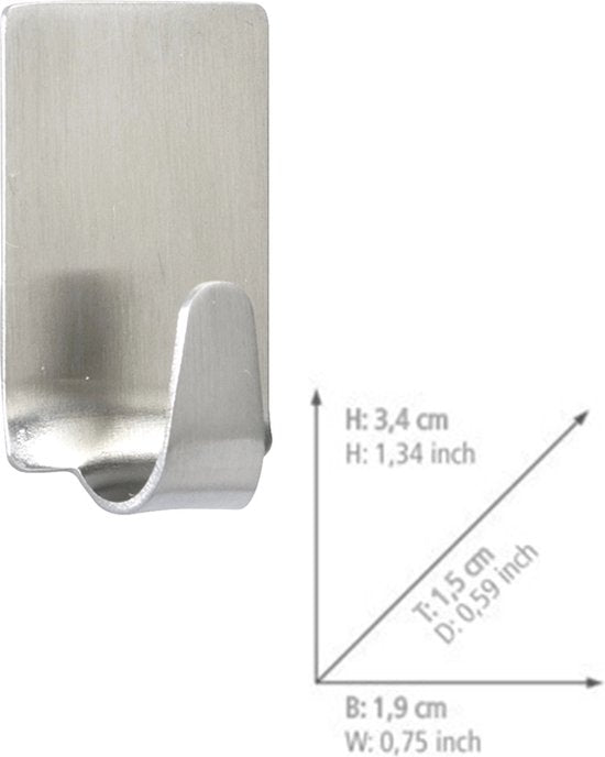 Wenko Wandhaken, rechteckig, 4er-Set – Schwarz – Selbstklebend