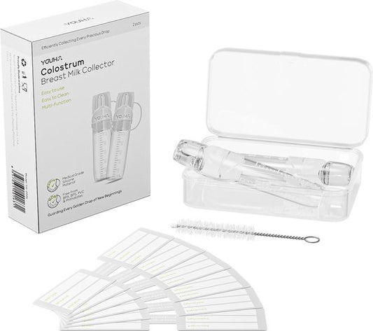 Youha Kolostrumsammler - Sammeln, Lagern und Füttern von Kolostrum - 2 Stück pro Packung - inklusive Aufbewahrungsbox, Zange und Etiketten