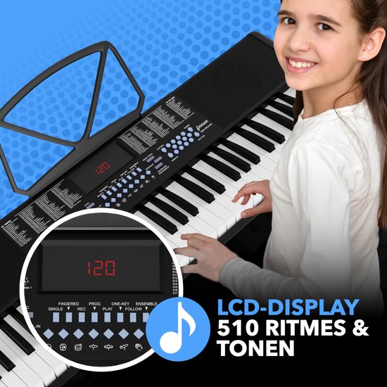 Finesse Keyboard Piano - Ständer & Zubehör - 61 Tasten - Digital Piano - Electric Piano - Kind