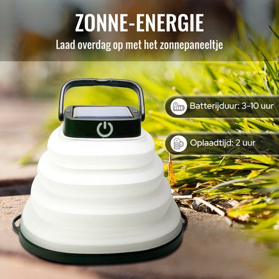 Tech Essentials Solar LED Laterne - faltbar - schwarz - Zeltlampe - Led Lampe wiederaufladbar - Camping - Notfall - Sturm - Hängelampe - Solarenergie