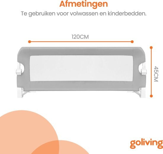Goliving - Zusammenklappbares Bettgitter - 120 x 45 cm - Grau