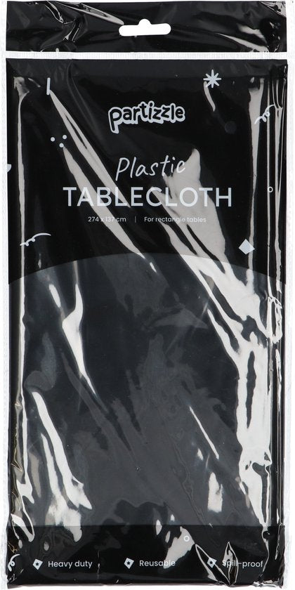Partizzle 2x Plastik Einweg-Tischdecke - Geburtstag Dekorationen - Halloween Party Dekorationen - Weihnachten Hochzeit Hochzeit - Schwarz - 274 x 137 cm