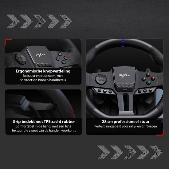 PXN – V900 Gen 2 – Rennlenkrad – Mit Pedalen und Schaltwippen – 270 / 900° – Gaming-Lenkrad – Kompatibel mit PS4 – PC – PS3 – Switch – Xbox X/S-Serie