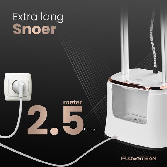 Flowsteam PRO Wäschedampfer – 1950 W – 2,2 L – 150 min – Inkl. Bügelbrett - Weiß