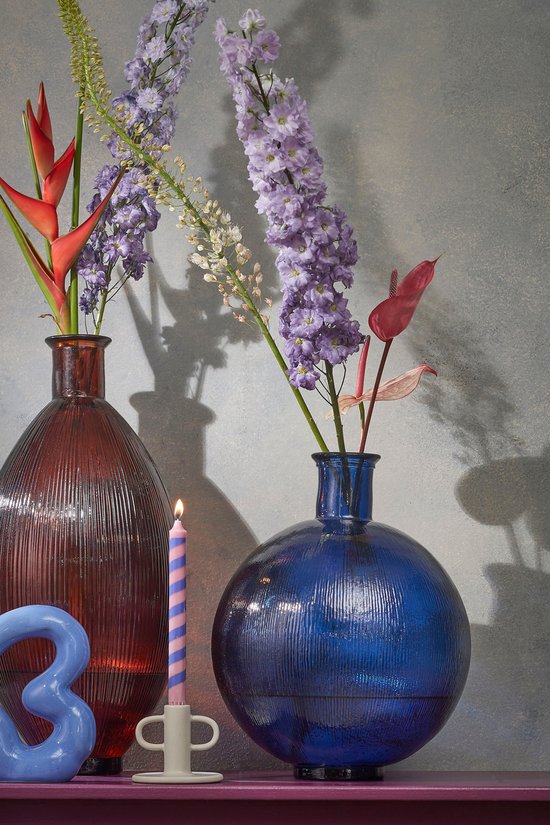 Mica Decorations Firenza Flaschenvase - H42 x Ø34 cm - Recyceltes Glas - Dunkelblau