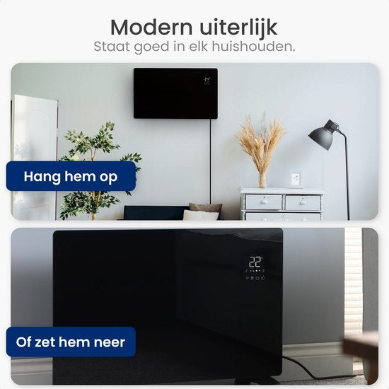 Gologi Electric Heater - Elektrische Heizung - Konvektorheizung mit Thermostat - Funktioniert über App und Touch-Steuerung - Bis zu 25m2 - 2000W Heizung - Schwarz