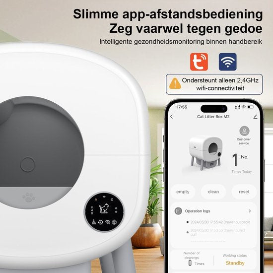 Selbstreinigende Katzentoilette – Automatische Katzentoilette mit großem Fassungsvermögen – XXL 95 l – Elektrische Katzentoilette – inkl. App – mit Katzentoilettenmatte und 3 Rollen Auffangbeutel