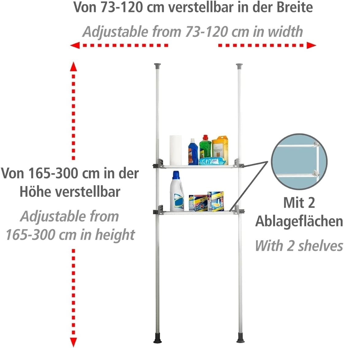 Wenko Herkules Twin Teleskop-Kleiderständer, weiß – 73–120 x 165–300 cm
