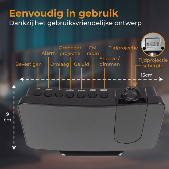 Nuvance Radiowecker – Digitaler Wecker mit Projektion – Radiowecker – 2 Weckzeiten – Digitale Wecker – Radiowecker mit Netzstrom
