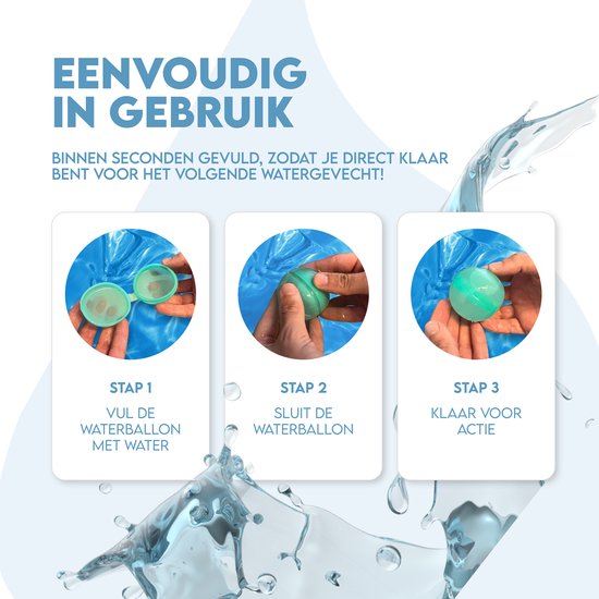 Travelly® Wiederverwendbare Wasserballons - Wasserspielzeug - Magnetisch und selbstschließend - Silikon - Mehrfarbig - Set 8 Stück