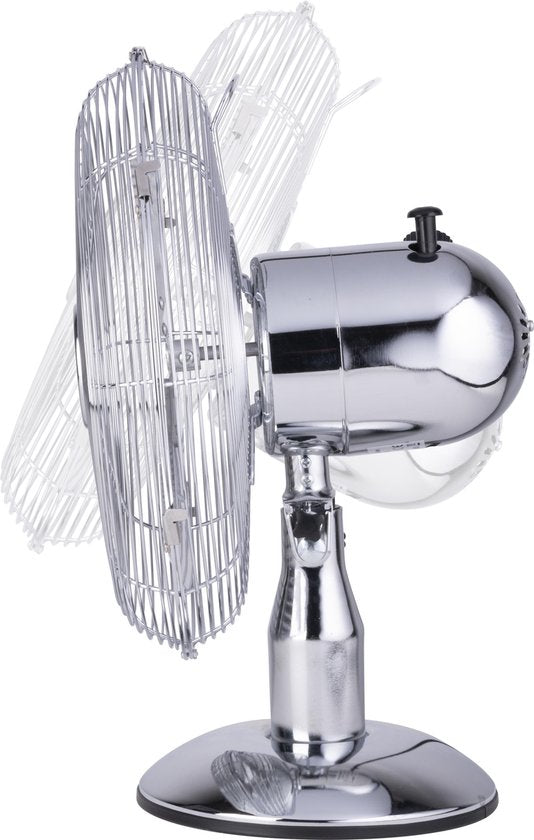 Lifetime Air Fan - Ø30 Cm - Retro - 3 Geschwindigkeiten - Neigbar - Schwenkfunktion - Chrom