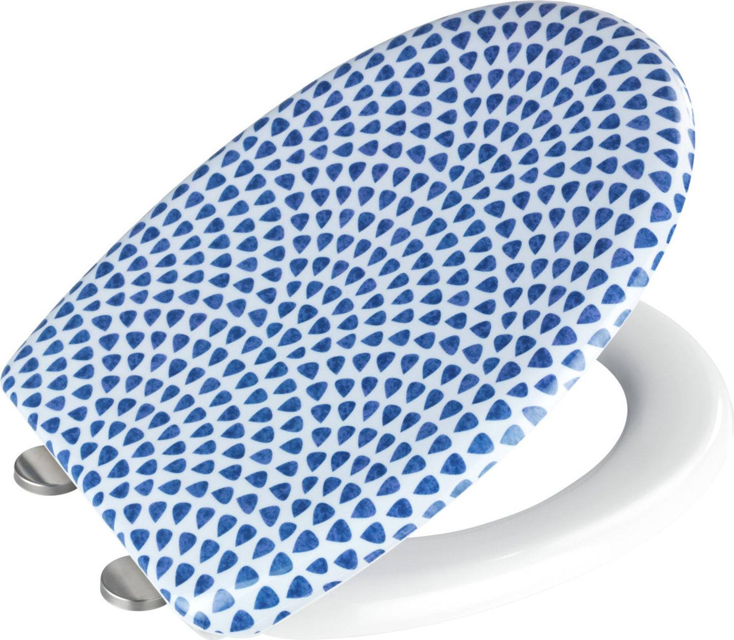 Wenko Toilettensitz „Sevilla“ aus Duroplast mit Soft-Close-System – 38 x 45 cm – Blau-Weiß