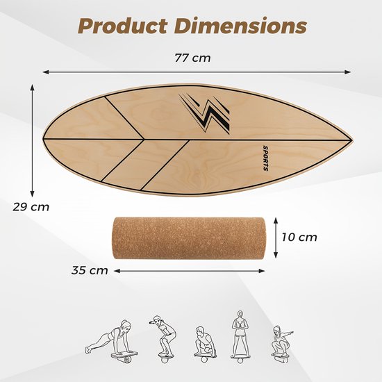 House of Balance Balancebrett – Balance Board – Surf-Balancebrett – Surf-Trainer – Surfbrett – Wackelbrett – Holz