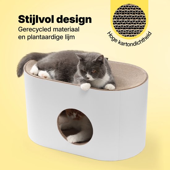 Jake und Jacky Kratzpappe für Katzen - Katzenhaus Pappe - Kratzbaum Pappe - Kratzkorb - Kratzbrett - Kratzmöbel - Kratzmatte Pappe - Katzenkorb - Katzenbett - 60x34x34cm