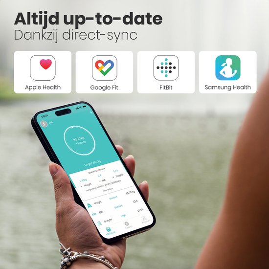 Auronic Personenwaage - Körperanalyse & Fettanteil - Digital - 15 Messungen - Schwarz