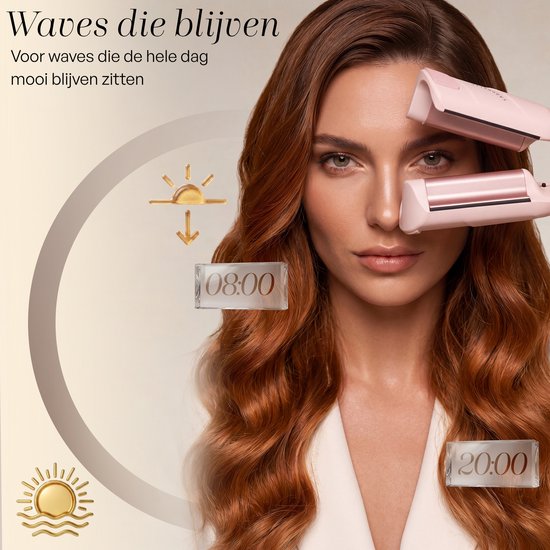 Sansbeauté® Wave Lockenstab 32 mm – Waffel-Lockenstab – Keramik-Lockenstab für Beach Waves – Mermaid Hair Waves – Mermaid Waves Lockenstab – Wavy Hair – Lockenstäbe – The Waver – Haarstyler, Lockenstab – Dünner und dicker Crimper