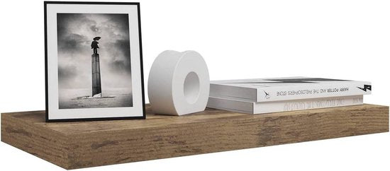 schwimmendes Regal, Wandregal, frei schwebend, Wandregal, Bücherregal, Holzregal für Bücher, Fotos, Dekoration, 25 x 23 x 3,8 cm, vintage braun RG9365hov