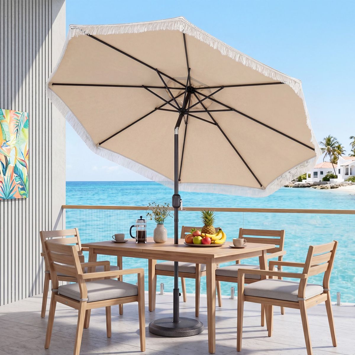 Coast-Sonnenschirm mit Schwenk- und Neigungsfunktion – 270 cm Durchmesser – stabile Metallstreben – beige