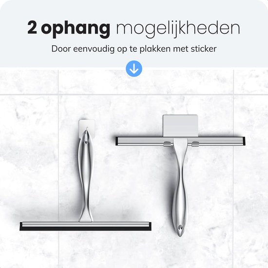 Bodenwischer Bad - inkl. selbstklebendem Haken - Einfache Lagerung - Keine Streifen - Duschwischer - Fensterwischer - Luft