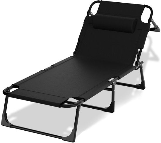 Outbee Lounger - Liege - Sonnenbank - 190x55x30 cm - faltbar - verstellbar - wetterfest - Schwarz