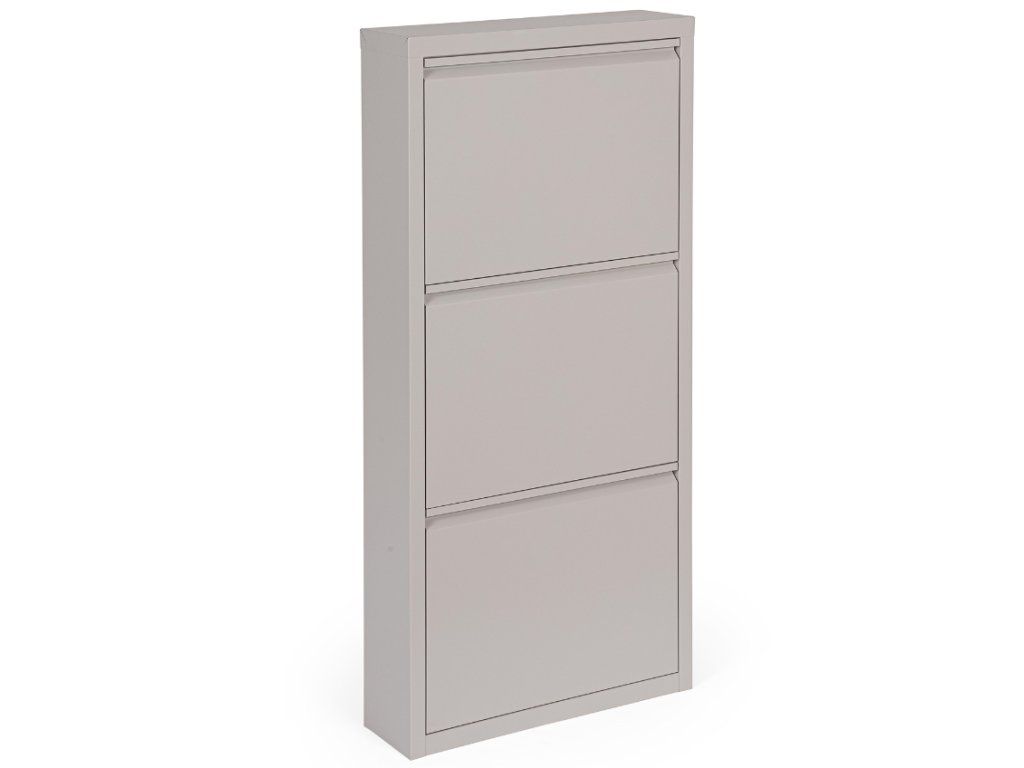 Bizzotto Eyvin Schuhregal – 3 Fächer – schwenkbare Türen – Metall – 50 x 15 x 106 cm – Taupe