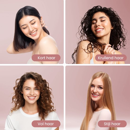 Auronic 4-in-1 Haarbürste - Airstyler - Kämmen - Stylen - Locken - Föhnen - 37 mm Lockenbürste - 360 Grad Luftstrom - Schwarz/Pink