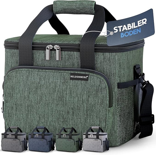 HELDENWERK Große Kühltasche, faltbar, isolierte Kühltasche, Thermotasche, auslaufsicher und wasserdicht, Picknick-Lunchbag, Frühstückstasche, Thermotasche, Isoliertasche - Olivgrün