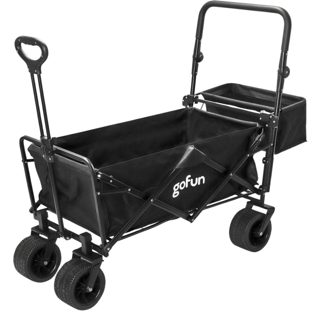 Gofun - Wagen & Pollerwagen - 150 kg Tragkraft - faltbar mit 360 Grad drehbaren Rädern - 83 x 44 x 26 cm - Metall & Polyester - Schwarz