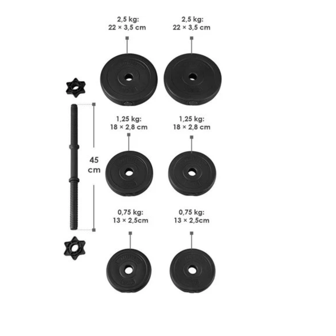 Juskys Kurzhanteln 10 kg - 1 Stück - sandgefüllt - Kurzhantel mit Hanteln