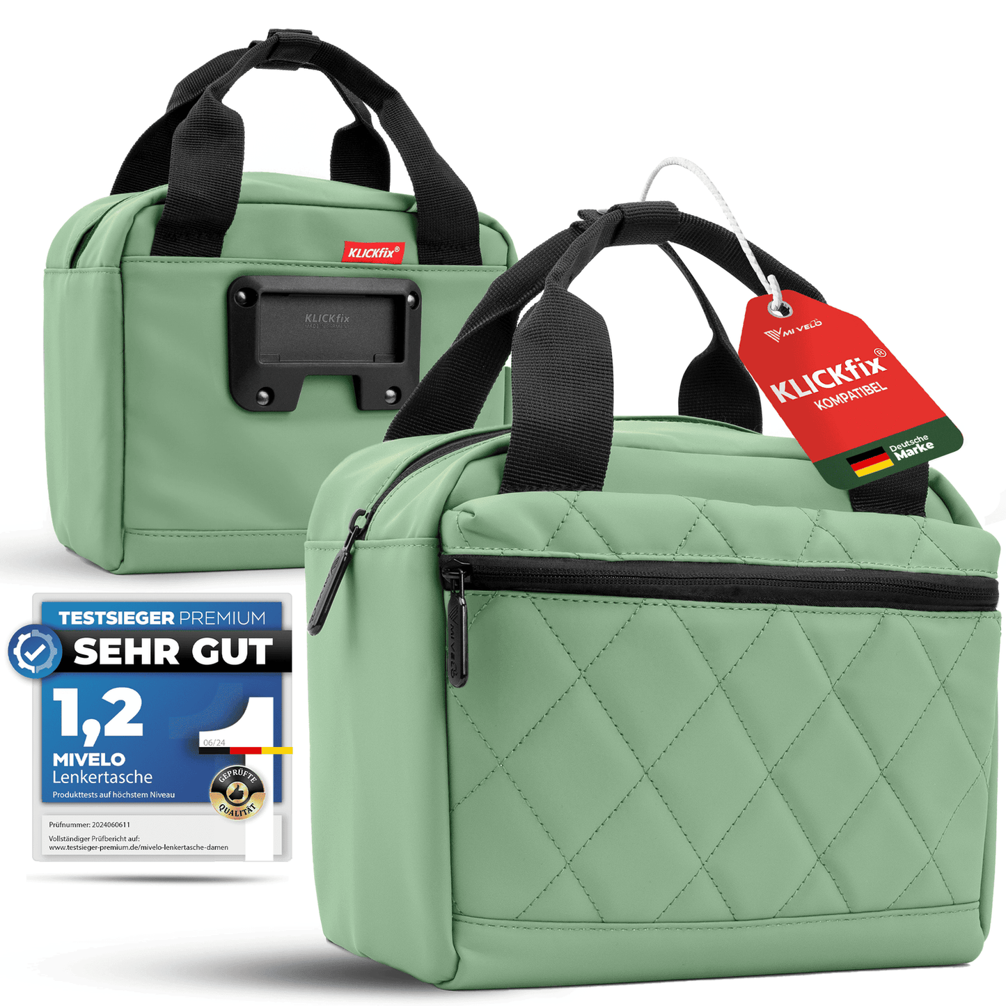 MIVELO Lenker Fahrradtasche - Wasserabweisend - 7 Liter - Mint