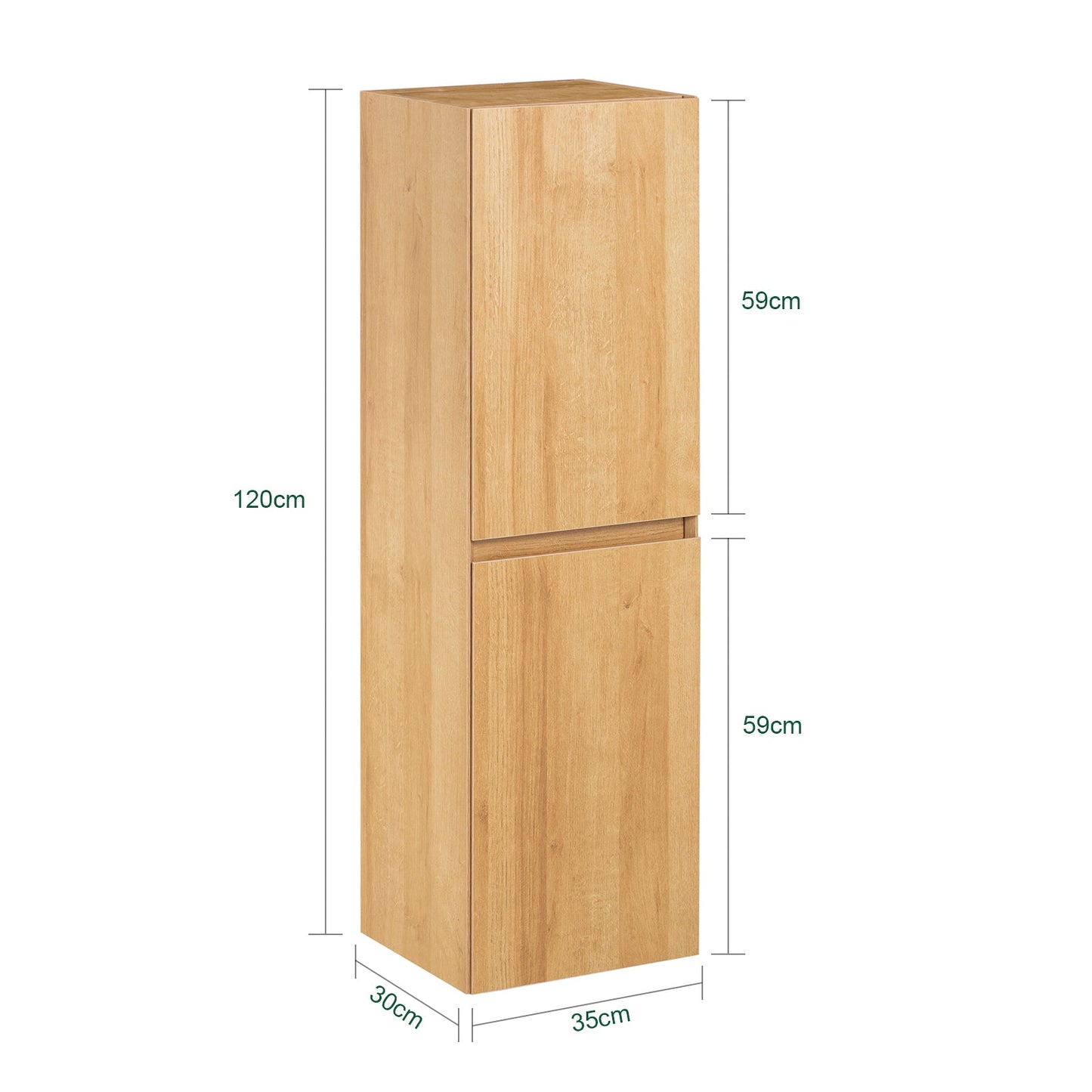 SoBuy BZR175-N Hoher schmaler Badezimmerschrank, Hängeschrank, Natur, 35 x 120 x 30 cm