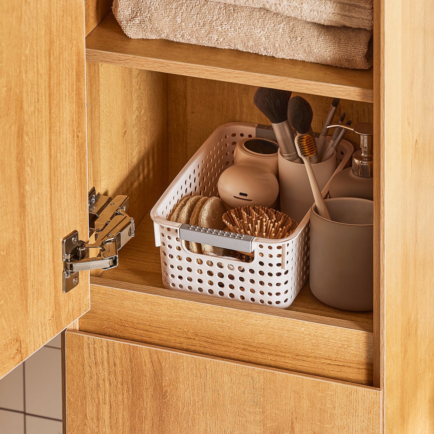 SoBuy BZR175-N Hoher schmaler Badezimmerschrank, Hängeschrank, Natur, 35 x 120 x 30 cm
