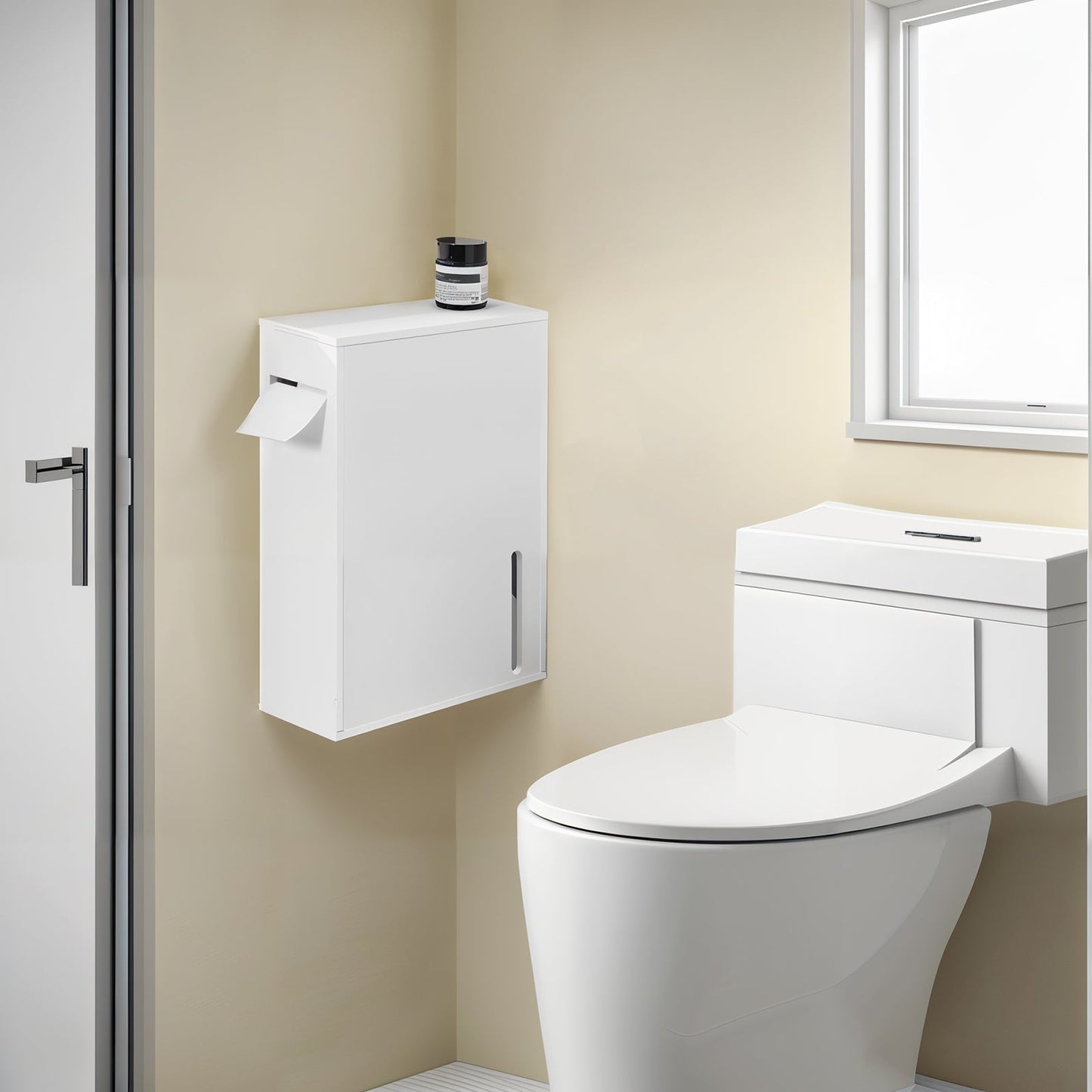 sobuy Toilettenpapierhalter Aufbewahrungsschrank - Weiß - 14 × 30 × 42 cm - Wandmontage