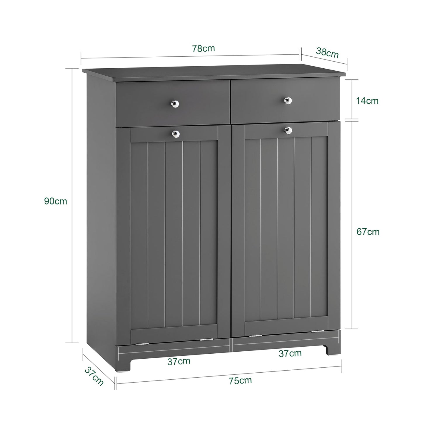 SoBuy Badezimmerschrank mit Wäschekörben - Holz - grau - 78x38x90 cm