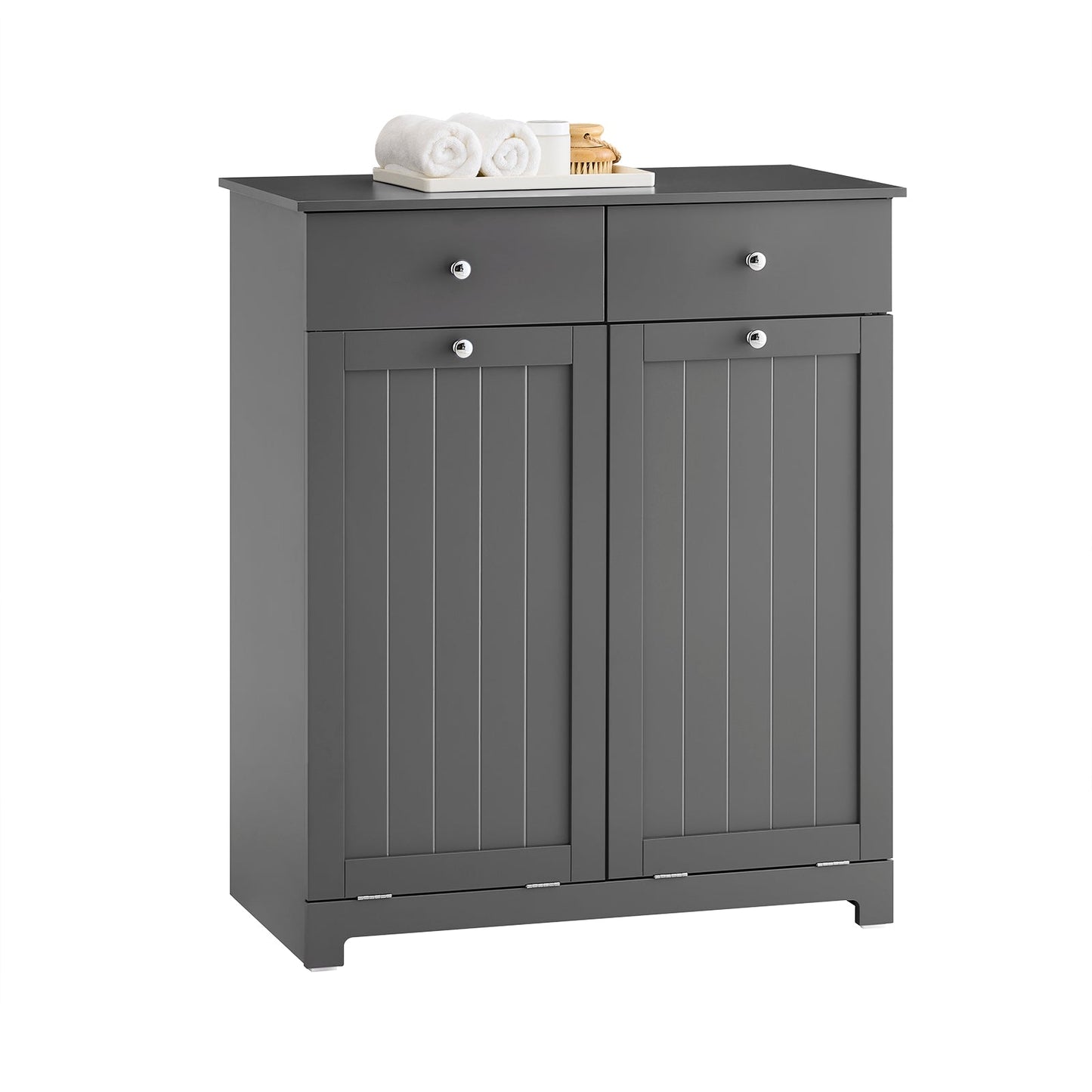 SoBuy Badezimmerschrank mit Wäschekörben - Holz - grau - 78x38x90 cm